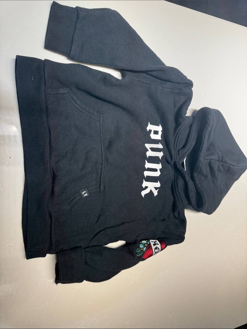 Black 'Punk' Graphic Kids Hoodie